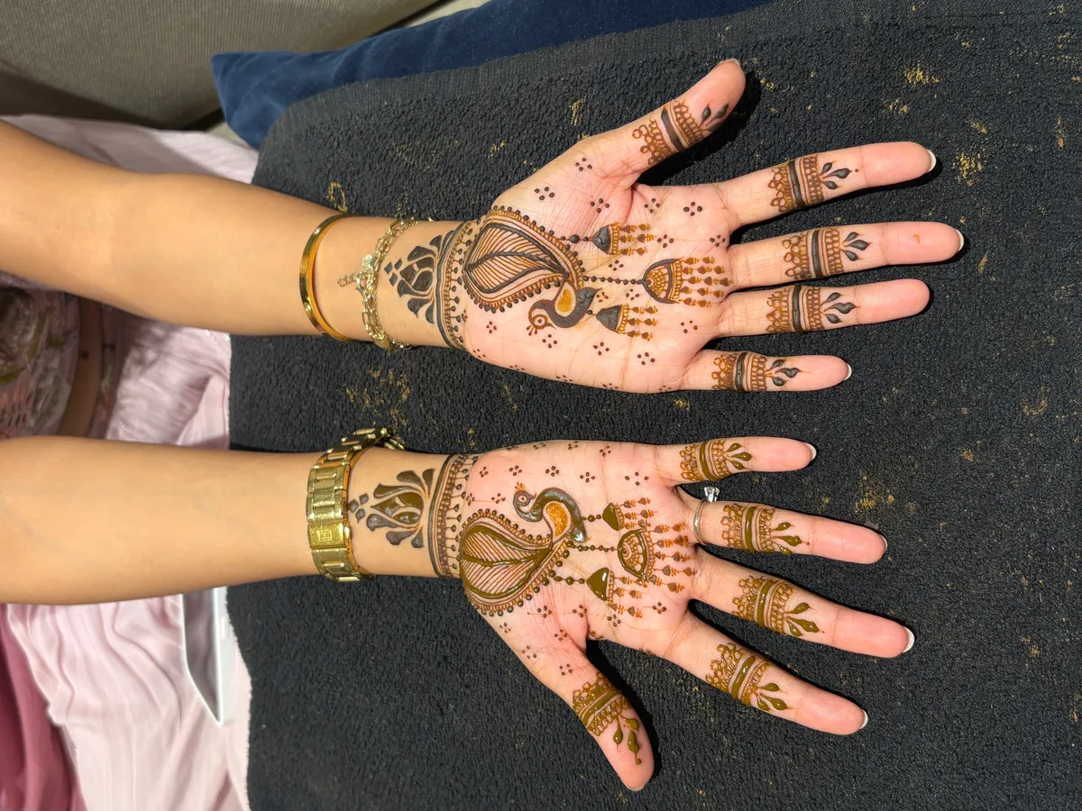 Peacock Trail henna design by Shraddha Parmar